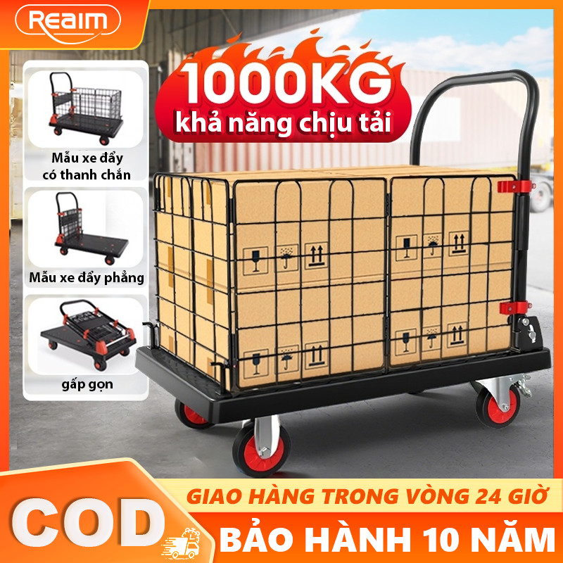 Xe đẩy hàng hóa có lan can Xe đẩy đa năng chống ồn Gấp Gọn Tiện Lợi 4 bánh xe Tải Trọng 800KG