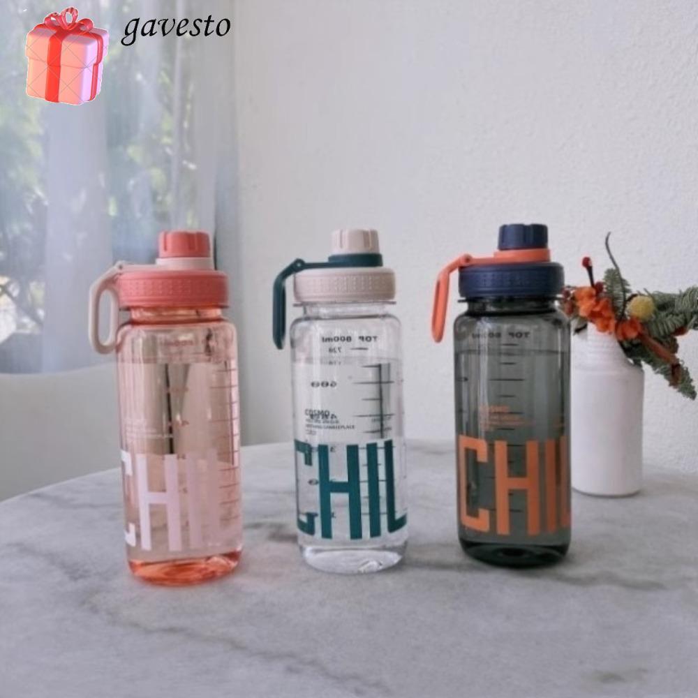 Bình nước GAVESTO, Chai nước uống nhẹ chống rò rỉ, Dung tích lớn 0,6L / 0,8L / 1L di động có dây đeo tay cầm Ấm đun nước du lịch bằng nhựa Leo núi Đi bộ đường dài