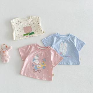 (1-8Yrs) Bé Gái Ren Ruffle Hem Cotton Tay Ngắn Mùa Hè Ngọt Ngào Phong Cách Công Chúa Dễ Thương Cho Bé Tập Đi Áo Sơ Mi Thường Ngày