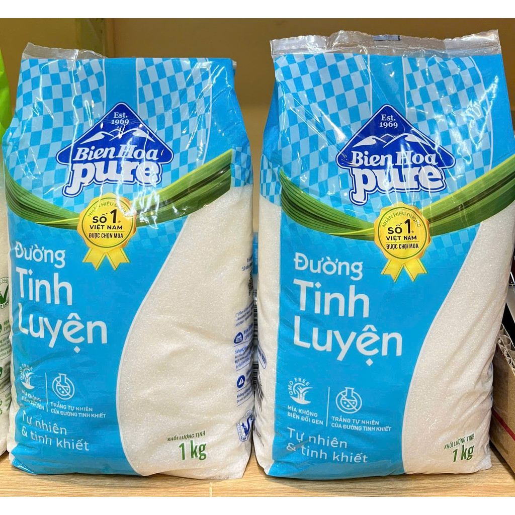 Đường Trắng Tinh Luyện Biên Hòa Pure Gói 1kg, Vị Ngọt Thanh Khiết Từ Mía Tự Nhiên