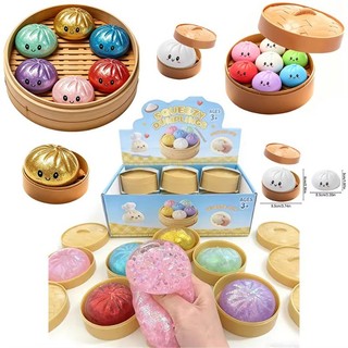 Đồ chơi Squishies bánh bao đầy màu sắc thực tế với máy hấp tre, Đồ chơi giảm căng thẳng siêu mềm và nhanh chóng
