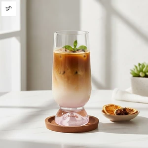 Cốc Nước Thủy Tinh Cao-Borosilicate Thiết Kế Đáy Dày Cho Trà Cà Phê 350ml