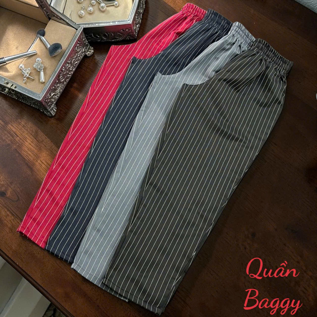 Quần Baggy Dành Cho Nữ chất Vải Linen mềm Sọc Chỉ - Vải Mềm Mã T177