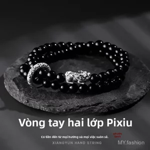 Vòng Tay Đôi Phong Cách Trung Hoa - Chi Tiết Đám Mây & Khóa An Toàn, Mang Lại May Mắn Với Biểu Tượng Pixiu
