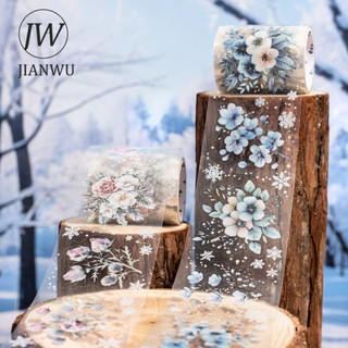 JIANWU 50mm * 200cm Mùa Đông Hoa Dòng Vintage Bông Tuyết Phong Cảnh Chất Liệu Cắt Băng PET Tạp Chí Sáng Tạo Văn Phòng Phẩm