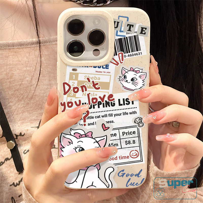 Ốp Lưng Tương Thích Cho IPhone 15 13 17 16 11 14 12 Pro Max XR Air X XS Max 13 12 17 16 7 Pro 8 14 15 6 6s 16 Plus SE 2020 Thời Trang Cặp Đôi Dễ Thương Mèo Marie Letter Doodle Bìa mềm