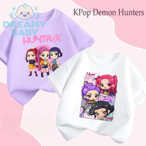 KpopQuần áo nữ săn quỷ Rumi Mira Zoe tay áo ngắn cô gái mùa hè dễ thương giản dị linh hoạt áo phông cotton nguyên chất
