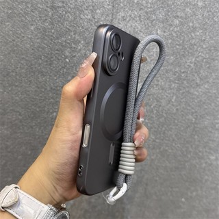 (Có Dây Buộc) Cho iPhone17 16 Pro Max 15 14 11 12 13 Pro Max Plus Vỏ Matte Từ Tính Full Camera Ống Kính Phim Bảo Vệ Thẩm Mỹ Mềm Chống Sốc Silicon