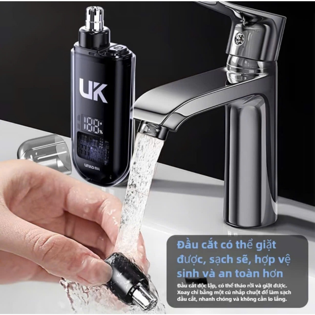 Máy Cắt Tỉa Lông Mày Lông Mũi Điện Mini UNKA TENZATEK – Pin Sạc, Vệ Sinh Dễ Dàng, An Toàn, Tiện Lợi