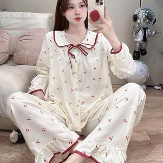 [DEAL MỞ BÁN] Bộ Đồ Ngủ Nữ JUSOKA Pijama Cổ Sen Vạt Ren Trắng Chất Đũi Hàn Siêu Xinh Mặc Nhà Dành Cho Nữ DU04