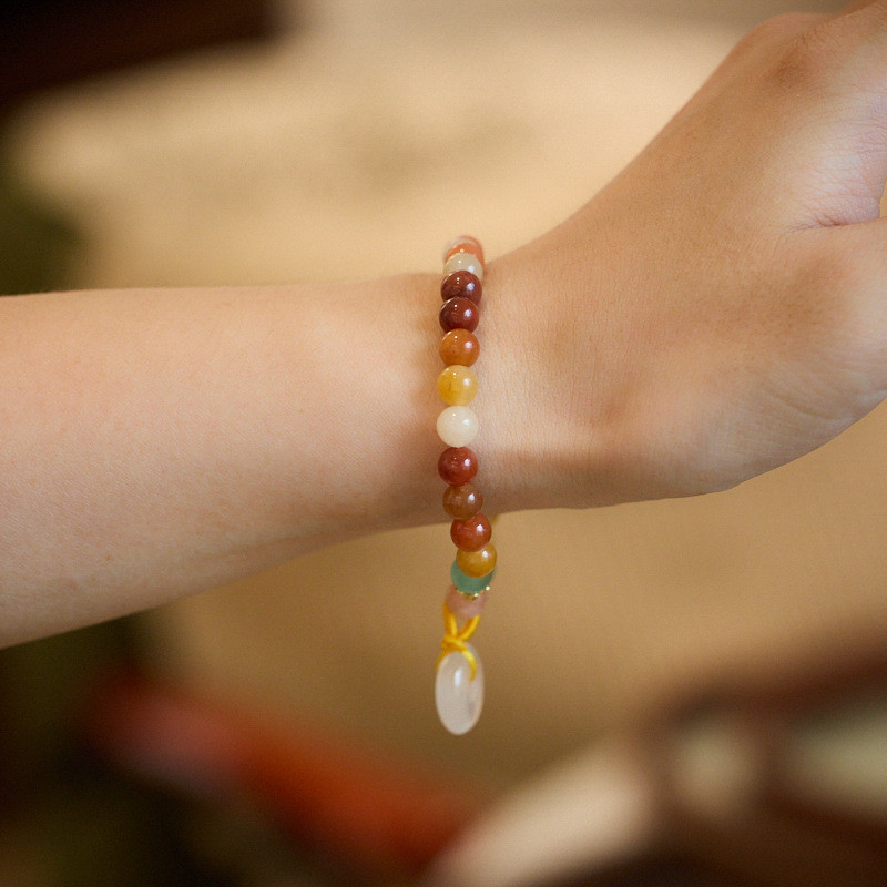 Vòng tay mã não Chalcedony lụa tự nhiên
