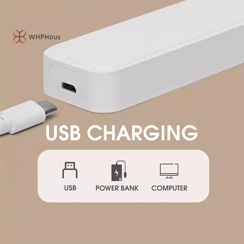 < WHPHous-t > Đèn LED Sạc USB từ tính và cắm Đèn tủ làm mờ vô cấp Công dụng kép Đèn bàn Điều khiển từ xa / cảm ứng