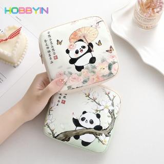 Túi đựng mỹ phẩm HOBBYIN, Túi đựng băng vệ sinh gấu trúc đa năng, Tai nghe son môi dung tích lớn Lưu trữ Ví đựng tiền xu PVC
