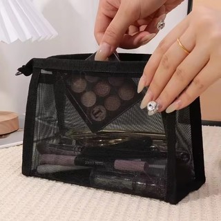1 / 3 Túi đựng mỹ phẩm lưới màu đen trong suốt S / M / L - Túi đựng đồ vệ sinh du lịch di động