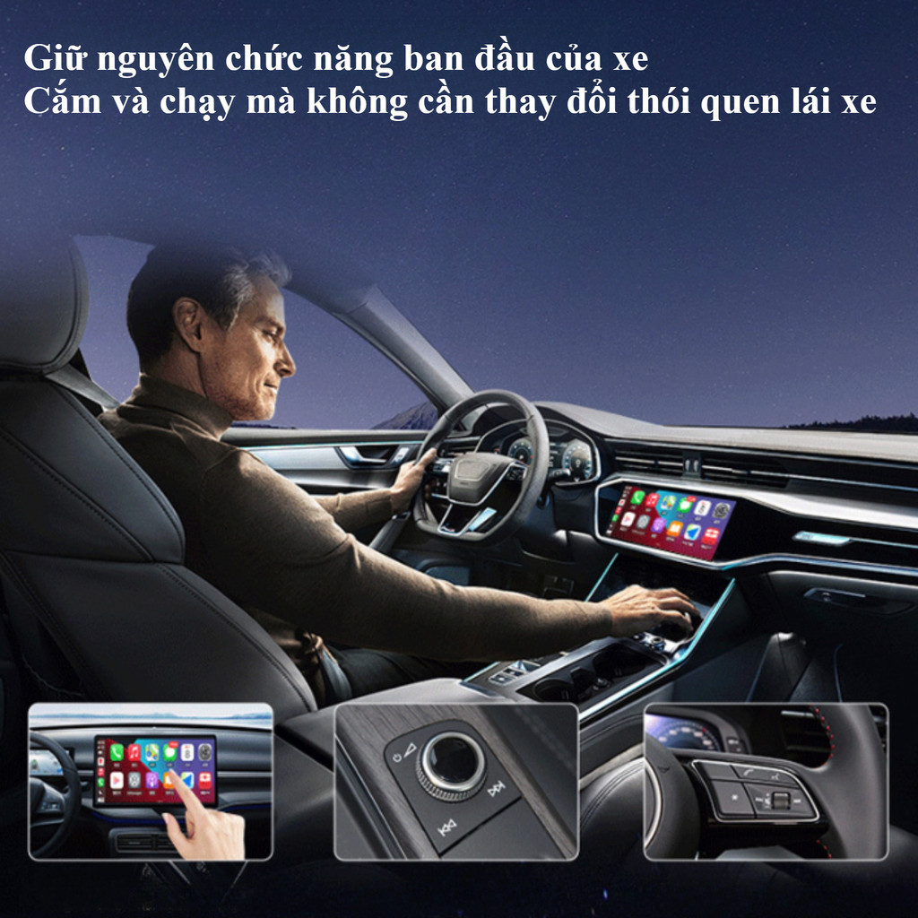 USB Hỗ Trợ Chuyển Đổi Kết Nối Apple Carplay,  Tương thích đa dạng xe,  Android Auto Không Dây Cho Ô Tô Xe Hơi