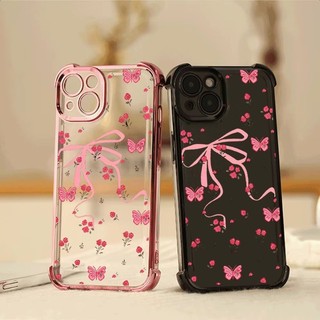 Nơ Bướm Bốn Góc Chống Rơi Lucency Ốp Lưng Điện Thoại Realme 15 14 13 12 11 Pro 15T 14X 12X 11x 5G Mạ Điện Chống Rơi Trong Suốt