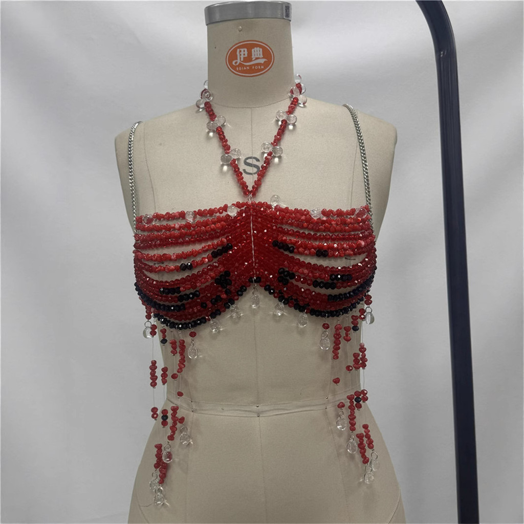 Áo vest và áo ngực đính cườm nhiều màu sắc, thời trang và gợi cảm