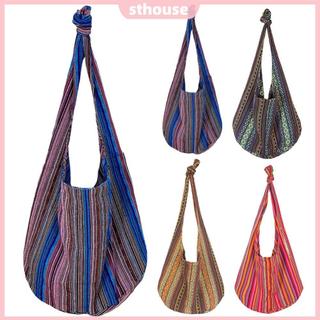 Túi Đeo Vai Sọc Vải Nữ Dân Tộc Boho Túi Đeo Ngang Ví Hippie Túi Đi Làm Mua Sắm Du Lịch [sthouse.vn]