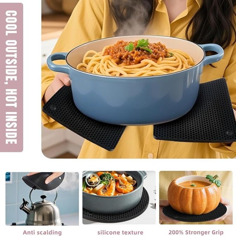 1 / 2 Cái Nhà Bếp Silicon Trivet Thảm Nồi Giá Đỡ / Chống Trượt Chịu Nhiệt Mặt Bàn Thảm
