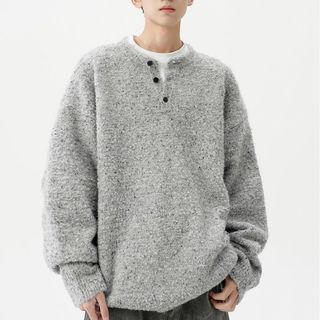 Áo len cổ Henley cao cấp, style Mỹ cổ điển phù hợp nam và nữ