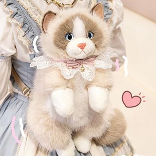 FASHIONEXPRESS Ba lô mèo rối mô phỏng, Động vật nhồi bông Túi đi học mèo sang trọng siêu thực tế, Bảo quản du lịch hoạt hình mẫu giáo Động vật dễ thương Túi sang trọng bé trai bé gái