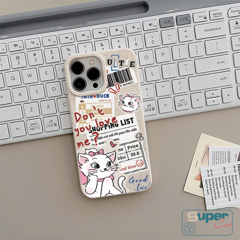 Ốp Lưng Tương Thích Cho IPhone 15 13 17 16 11 14 12 Pro Max XR Air X XS Max 13 12 17 16 7 Pro 8 14 15 6 6s 16 Plus SE 2020 Thời Trang Cặp Đôi Dễ Thương Mèo Marie Letter Doodle Bìa mềm