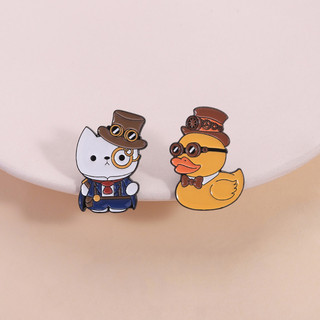 Mũ cơ khí retro steampunk mèo và vịt bằng thổ cẩm, phù hợp làm quà tặng