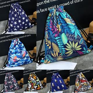 Túi Dây Rút Ba Lô Dây Rút Nam Nữ Màu Trơn Canvas Ba Lô Túi Denim Đi Học Nữ