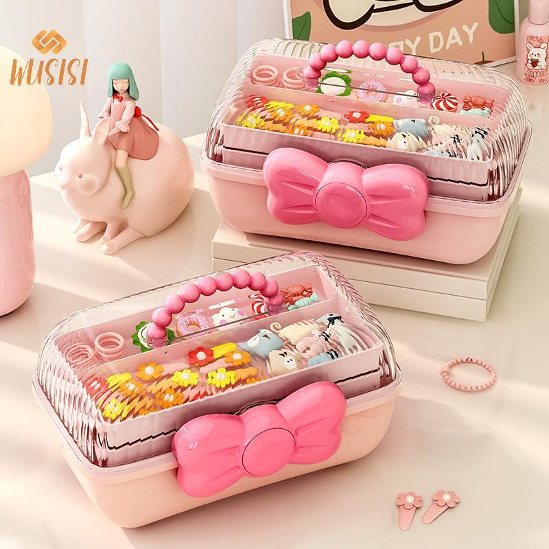 [WUSISI] Dụng cụ sắp xếp kẹp tóc nhiều lớp Hộp đựng trang sức cô gái dễ thương Giá trưng bày dây Phụ kiện tóc trẻ em Hộp lưu trữ MỚI