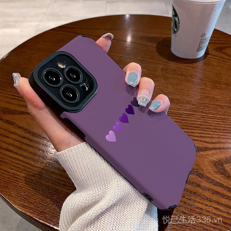 Tím Gradient Trái Tim Tình Yêu Mắt Thích Hợp Cho 17 Vỏ Điện Thoại Năm Mới iphone15promax Phong Cách Trung Hoa 16 14 13 12 11 Chống Sốc