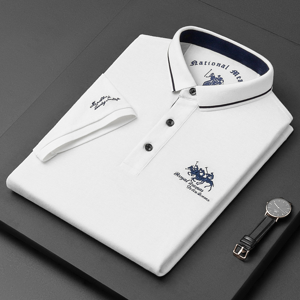 Áo Thun Ngắn Tay Nam Mới, Thêu Logo Polo, Phù Hợp Mùa Hè