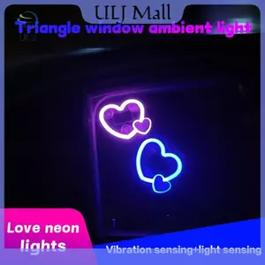 ULJ Xe Ô Tô Mới Cửa Sổ Tam Giác Năng Lượng Mặt Trời Hình Trái Tim Phát Sáng Khí Quyển Hình Trái Tim Đèn Nội Thất Dây Đèn LED Không Khí Ligh.