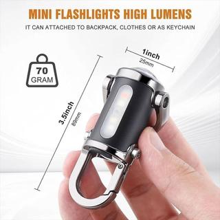 Đèn pin móc khóa SWEETASHAHEARTS, Đèn pin LED siêu sáng Mini, có đèn đỏ & xanh USB có thể sạc lại Đèn lồng cắm trại di động Tìm kiếm đi bộ đường dài