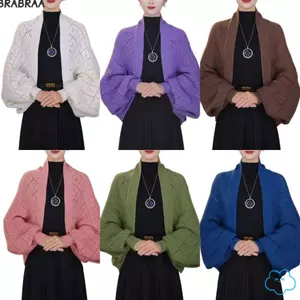 Áo len cardigan nữ cỡ lớn BRBRAA, thiết kế tay dơi quấn cổ, chất liệu mềm mại, phong cách Hàn Quốc