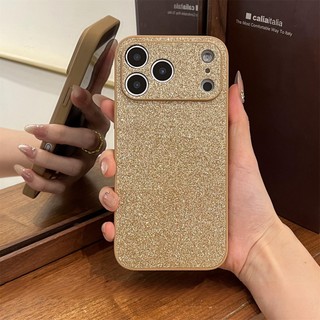 Hàn Quốc Màu Cam Bạc Lấp Lánh Bột Bảo Vệ Toàn Ống Kính Ốp Lưng Điện Thoại iPhone 17Promax 17Pro 16Promax 12 13 14 15 Pro Max Silicon Chống Sốc Nữ Điện Thoại Di Động