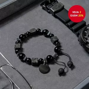 Vòng tay đính cườm đá núi lửa vuông độc đáo mới - Matte Finish Handmade Design - Vòng tay hợp thời trang mát mẻ dành cho nam giới