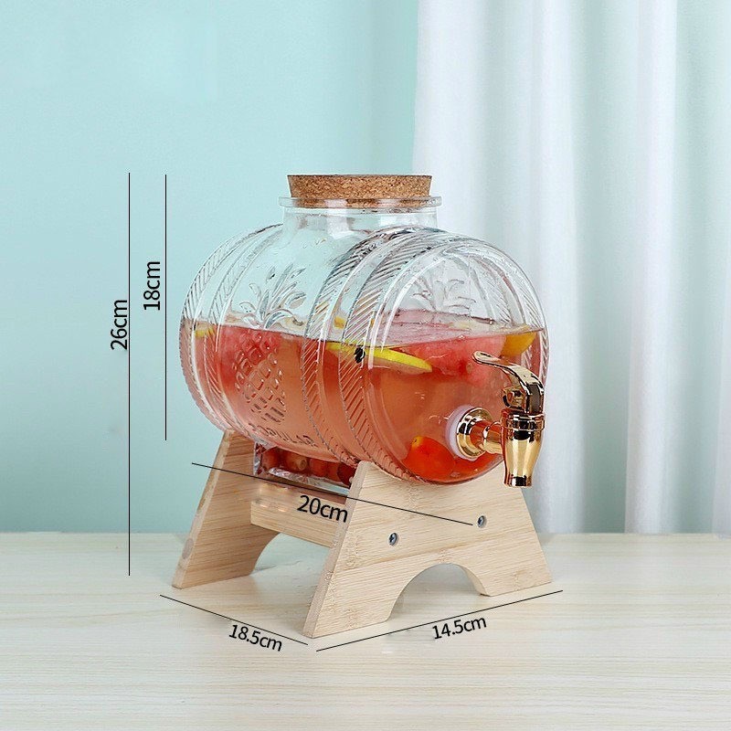 Bình thủy tinh đựng rượu dung tích 3 lít - 5 lít tặng kèm vòi và kệ gỗ dày dặn