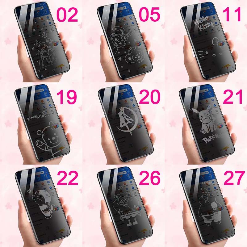Chống gián điệp Quyền riêng tư Full Cover Kính cường lực bảo vệ màn hình siêu trong suốt Tương thích cho iPhone 15 16 17 pro max Plus Bảo hiểm toàn diện Phim hoạt hình 6D riêng tư Shadow