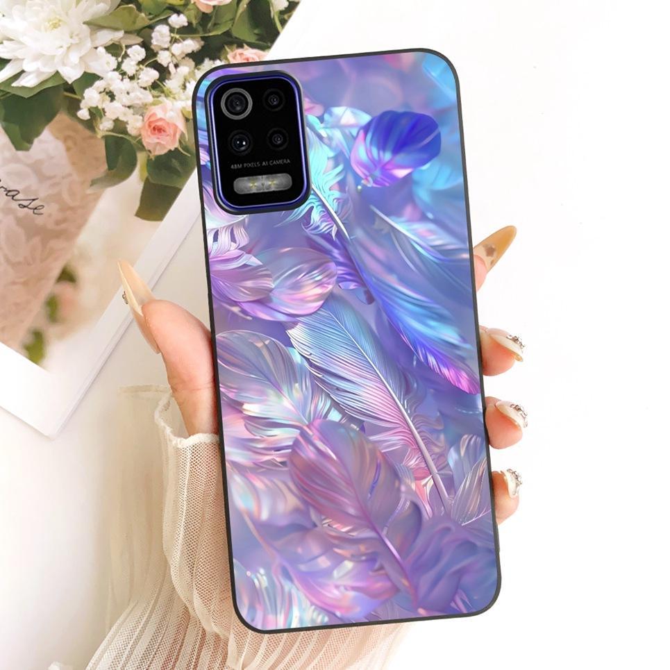 Dành Cho LG K52 Q52 / LG K61 Q61 2020 Ốp Điện Thoại Hoạt Hình Mèo Thời Trang Sang Trọng Hoa Bướm Vỏ Silicon Mềm Màu Đen