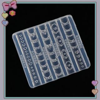 [beautifulhome] 3D Ren Viền Móng Tay Nghệ Thuật Khuôn Silicon Váy Pháp Họa Tiết Trái Tim Ngôi Sao Giấy Nến Mẫu Tự Làm Dụng Cụ Khắc Phụ Kiện Làm Móng Tay [Làm Đẹp]