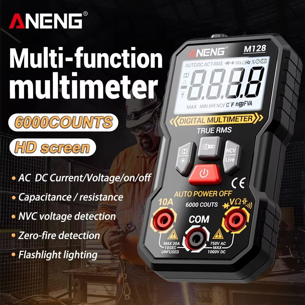 Đồng hồ vạn năng kỹ thuật số NOTE1, Máy kiểm tra vạn năng thông minh chống cháy chuyên nghiệp, Máy kiểm tra điện tử điện áp AC / DC có độ chính xác cao đa chức năng ANENG M127 M128