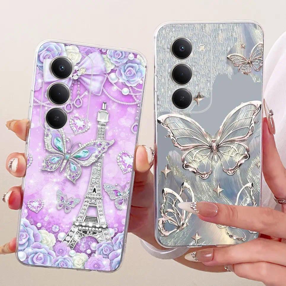 Thời Trang Mới Sang Trọng Nơ Hoa Tranh Dành Cho Xiaomi Redmi 15 Redmi15C 15C Vỏ Camera Bảo Vệ Trong Suốt Silicon Mềm Cản