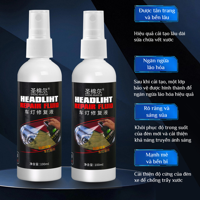 🔥SALE SỐC🔥 Dung dịch sửa chữa đèn pha ô tô, đánh bóng chống trầy xước và ố vàng, dung dịch sửa chữa chống trầy xước/Dung dịch sửa chữa đèn pha acrylic trong suốt/dung dịch tẩy ố đèn pha/bộ đánh bóng đèn pha ô tô