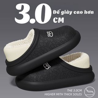 Dép Đi Trong Nhà Lót Lông Ấm EVA Chống Trượt, Dép Bông Giữ Nhiệt Mùa Đông Cho Nam Nữ