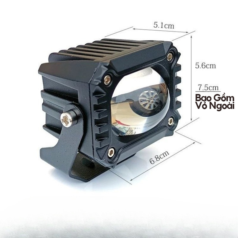 Bi cầu vuông trợ sáng, đèn led trợ sáng xe ô tô, 3 chế độ màu 12v đến 24v