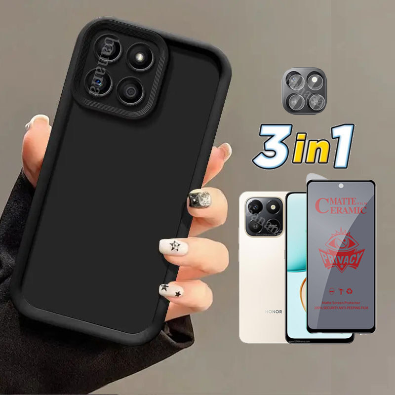 Ốp điện thoại chống sốc trọn gói 3in1 Honor X7D cho Honor X7C X8C X6C X9D Kính cường lực gốm + Phim ống kính