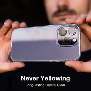 Ốp điện thoại trong suốt pha lê siêu mỏng cho iPhone 17 16 15 14 13 12 Pro Max Vỏ cứng mờ mờ cho iPhone 17 Pro Max Vỏ bảo vệ trong suốt mỏng nhẹ