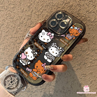 Ốp Lưng Cho Iphone 17 13 14 12 11 15 Pro Max Air XS XR X Max 14 8 15 7 Plus SE Cool Leopard Print Hello Kitty Love Heart Trong Suốt Dày Bìa Mềm