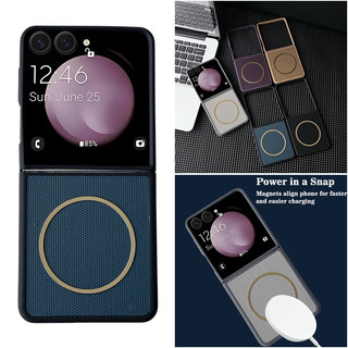 Ốp Da Từ Tính Họa Tiết Lưới Kim Cương Siêu Mỏng Cho Samsung Z Flip 7 Flip 7FE Z Flip 6 Z Flip 5 Z Flip 4 Z Flip 3 Vỏ Bảo Vệ Chống Sốc