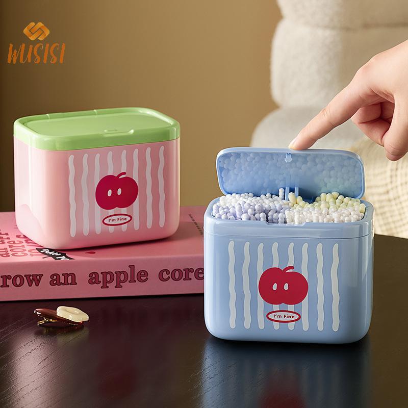Hộp đựng bông Qtip có nắp, tổ chức lưu trữ phòng tắm, hộp đựng trang điểm mới